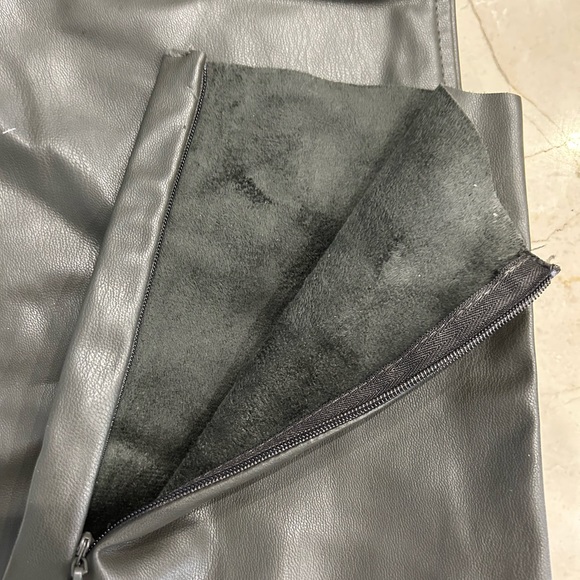 Olive Faux Leather Women Zara High Rise Ankle Zip Skinny Pants Size Medium - Picture 6 of 9